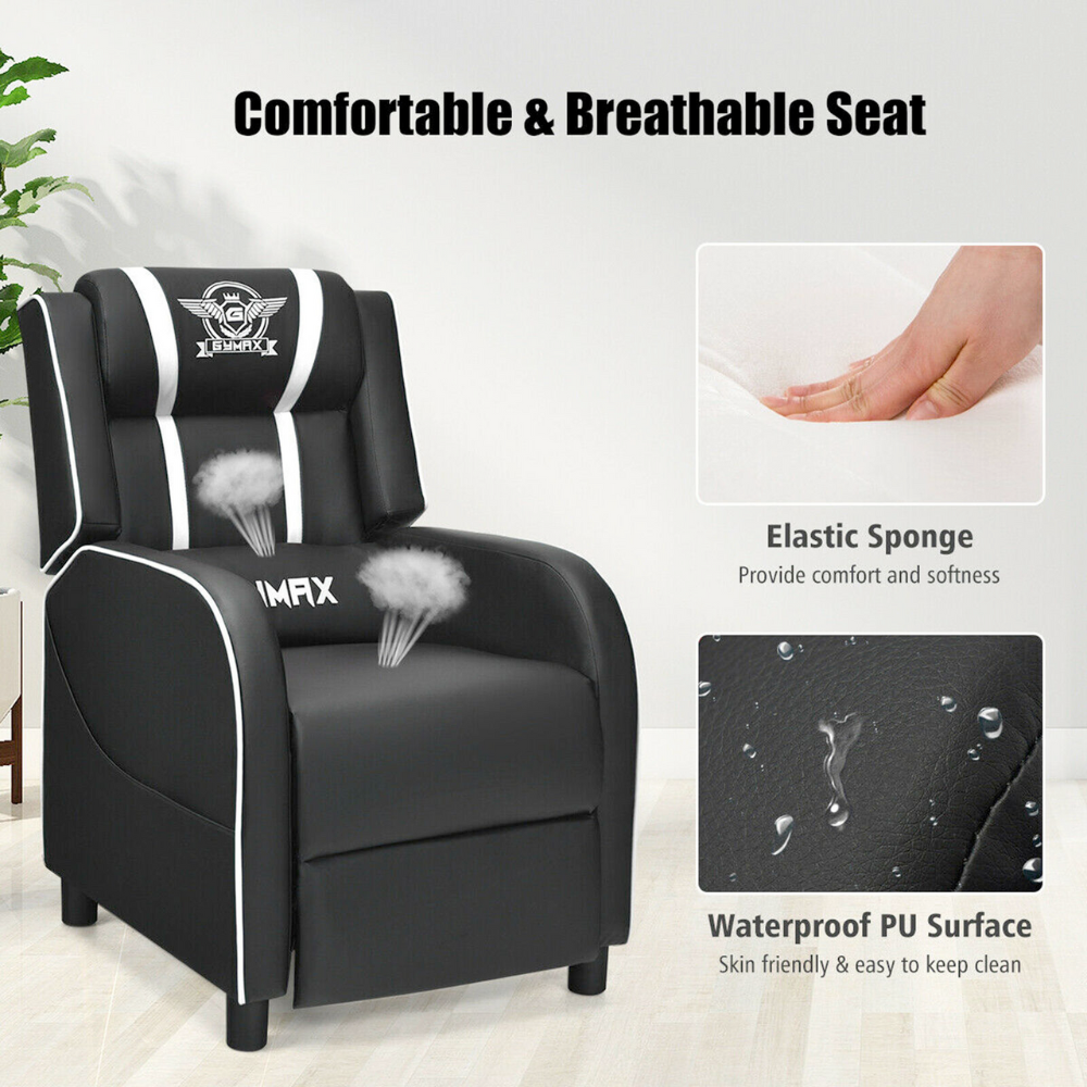 Massage Gaming Chair with Lumbar Support and Reclining Feature