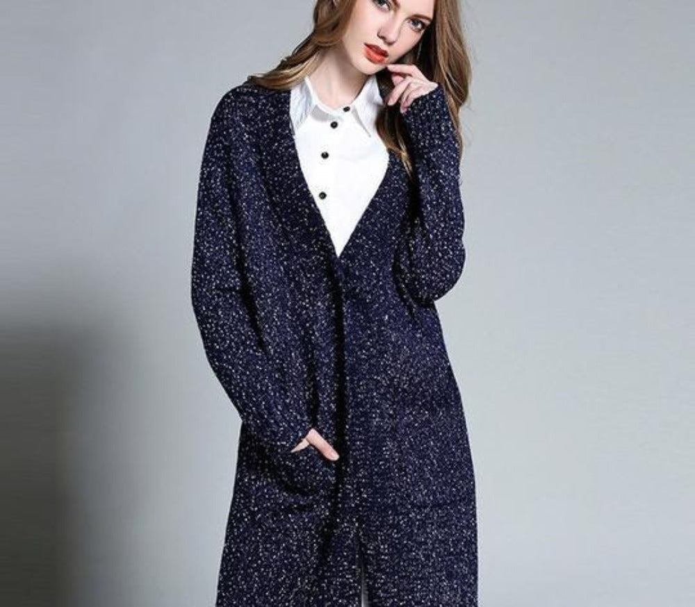 Navy Cardigan for Women - Mid-Length Stylish Outerwear