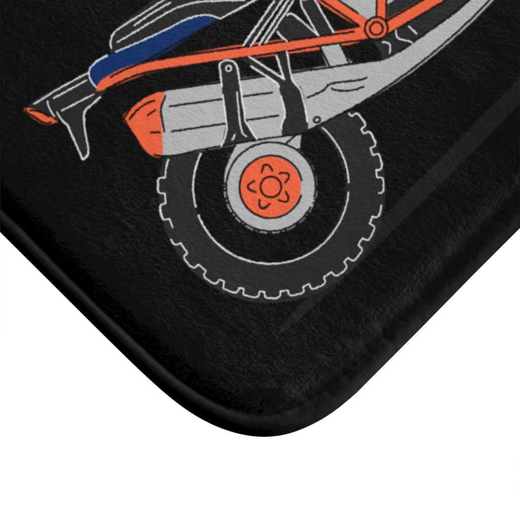 Motorcycle Bath Mat in a Striking Blue Shade