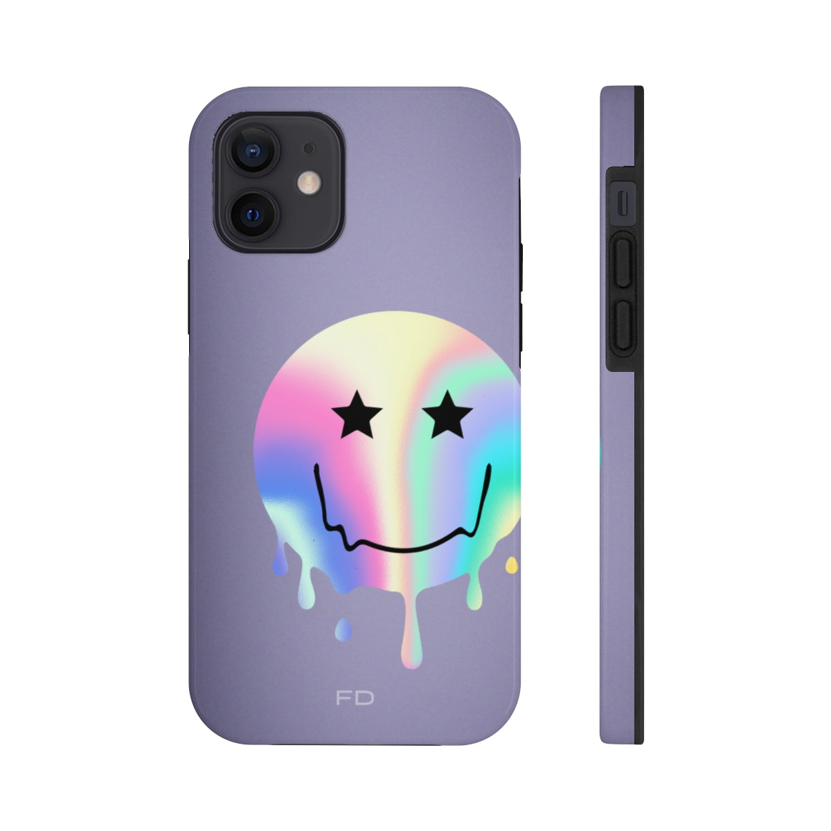Durable iPhone Case with Starry Happy Face Design and Wireless Charging Capability