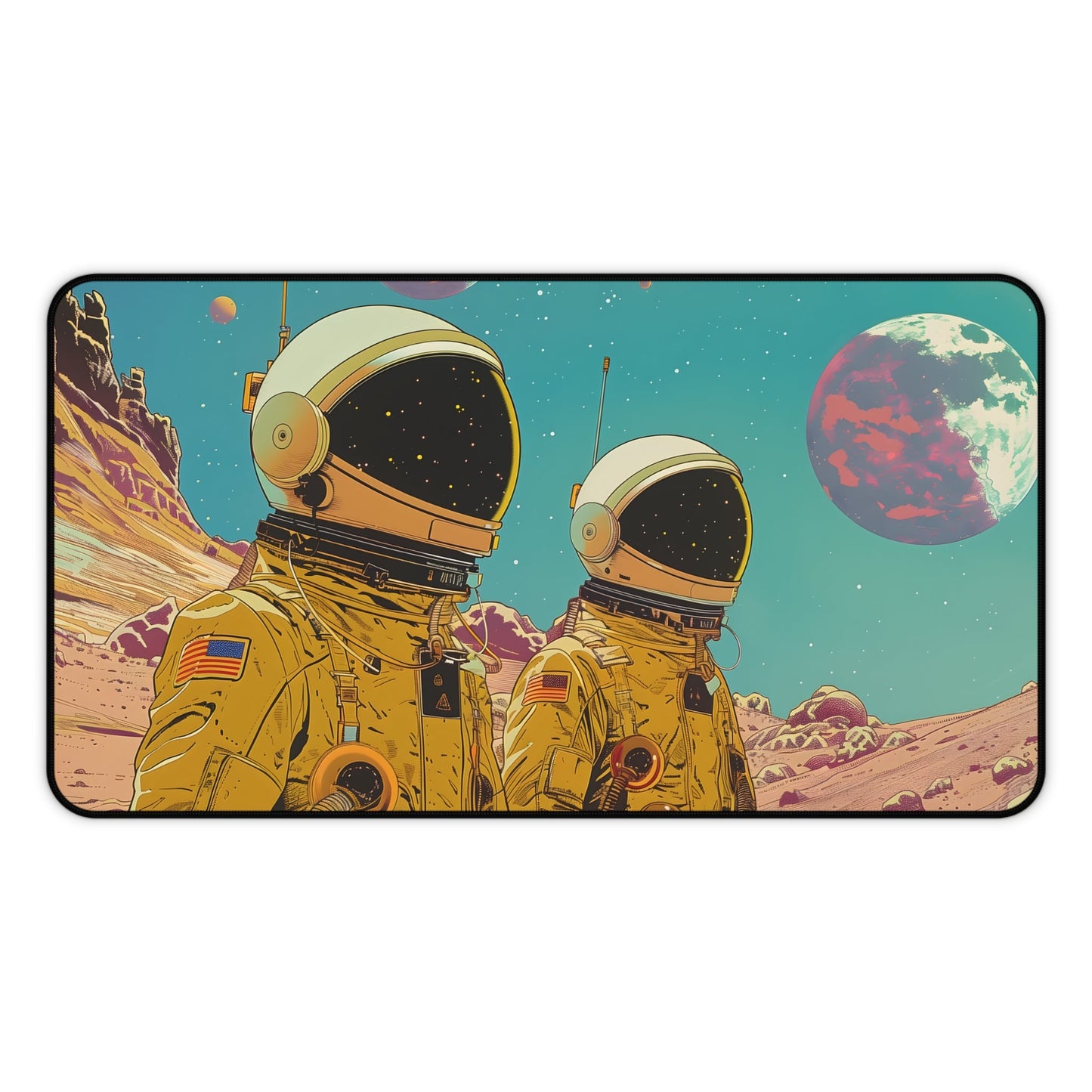 Large Mouse Pad with Retro Space Explorers - Available in 2 Sizes