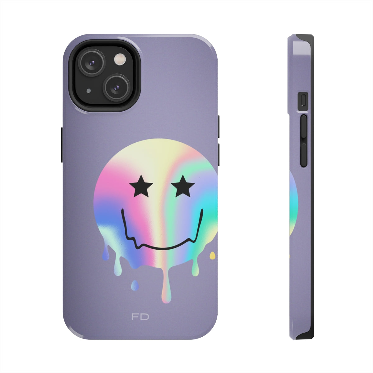 Durable iPhone Case with Starry Happy Face Design and Wireless Charging Capability