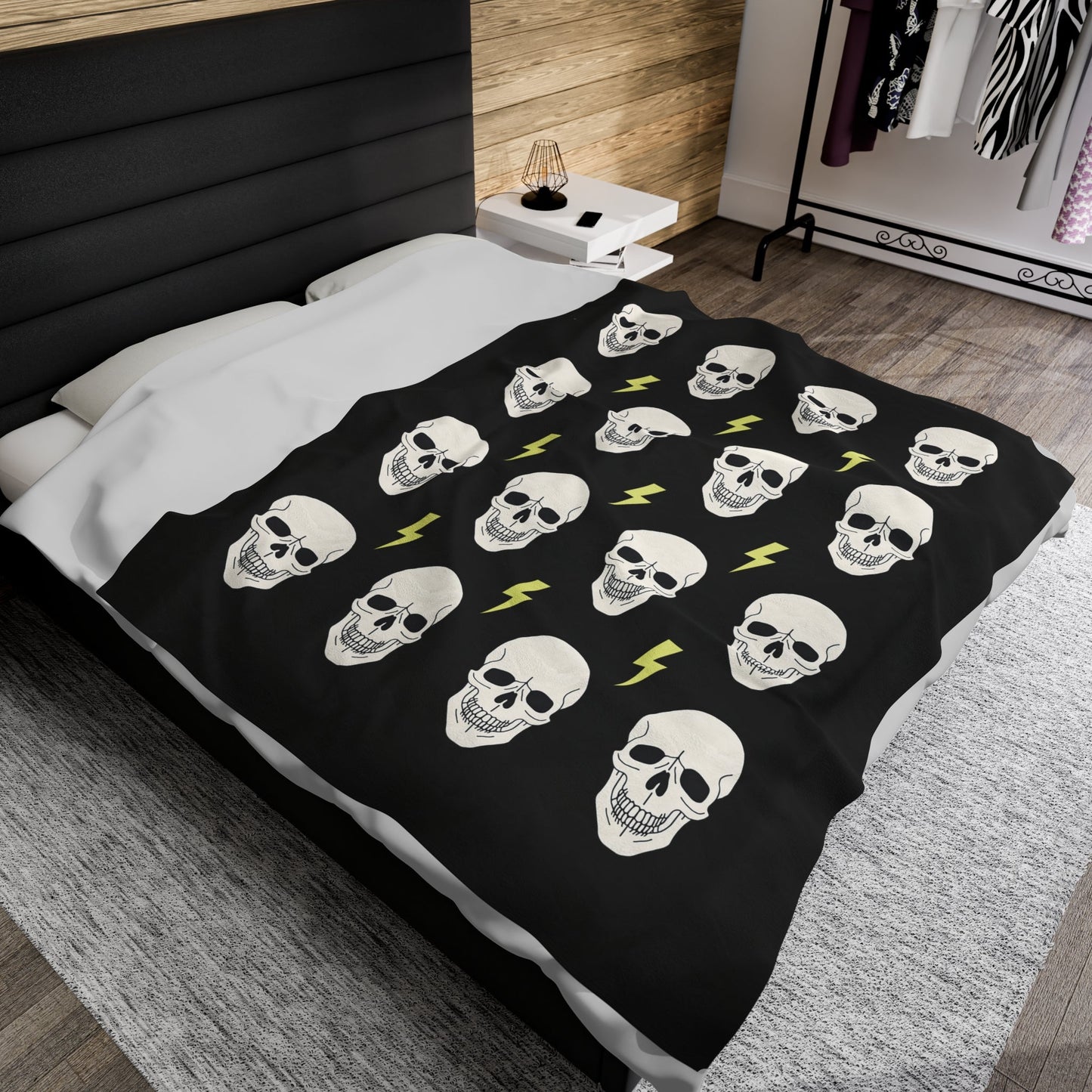Plush Gothic Skeleton Throw Blanket