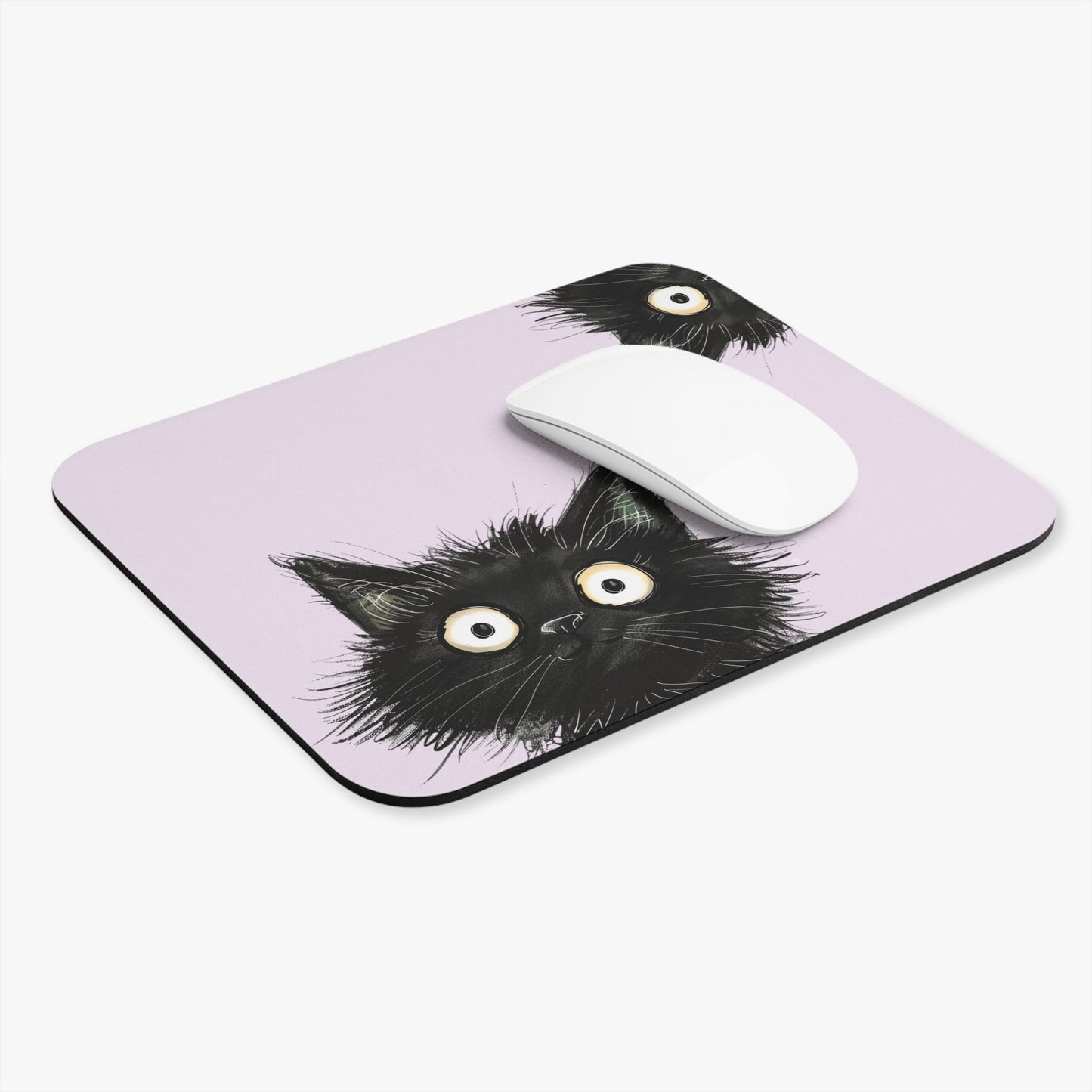 Inquisitive Ebony Feline Mouse Mat