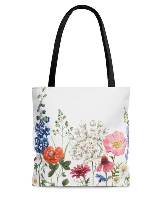 Medium Tote Bag with Floral Print on Both Sides
