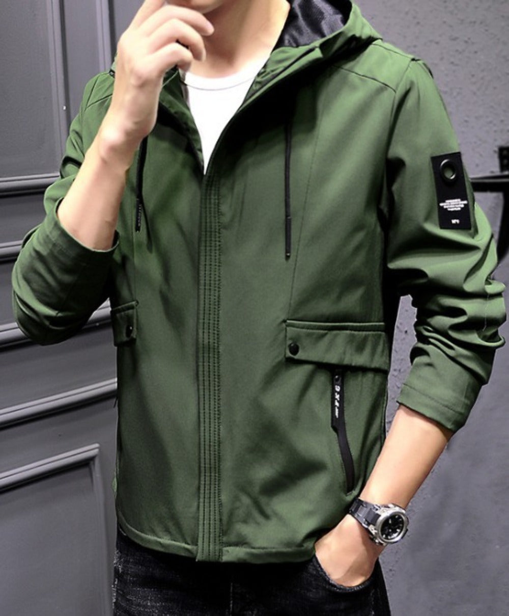 Zippered Street Style Hooded Jacket for Men