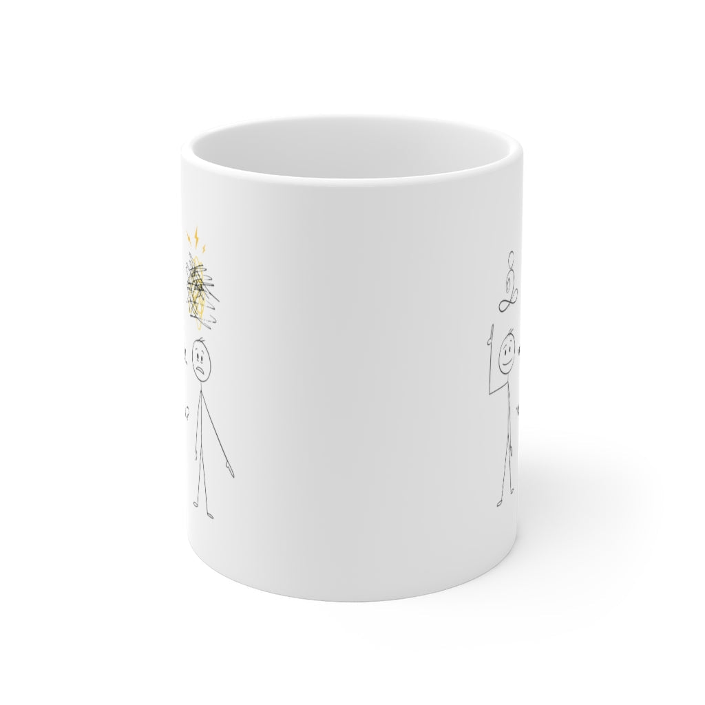 Mindful Ceramic Mug with Humorous Stick Figure Design 11oz