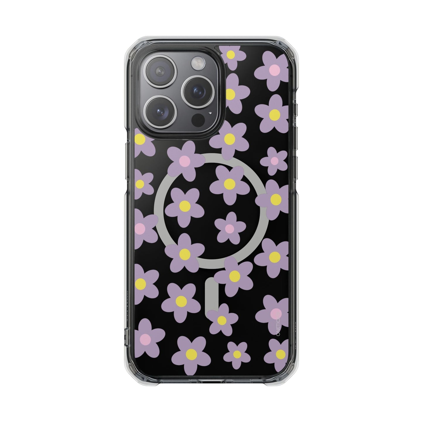Magnetic Clear Case for iPhone Series with Purple Daisy Design