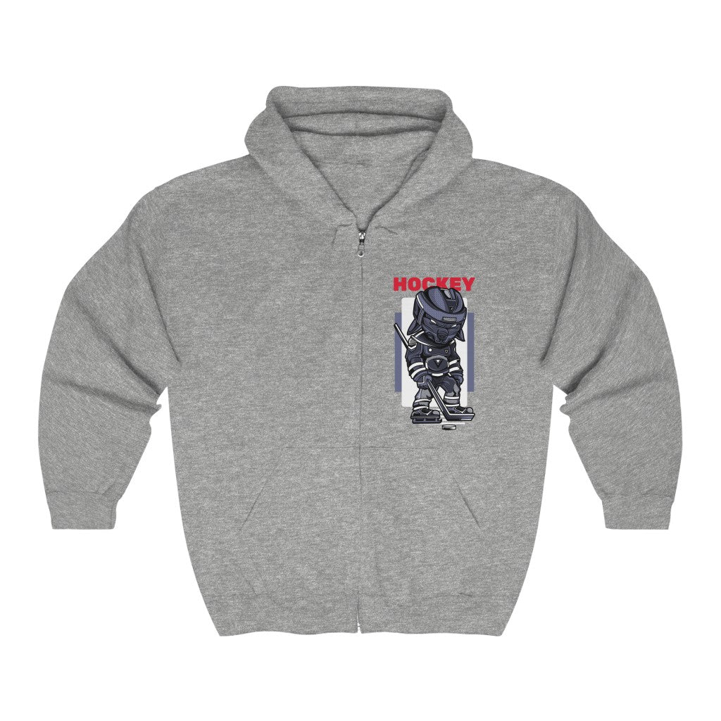 Hockey-Themed Men's Zip-Up Hooded Sweatshirt