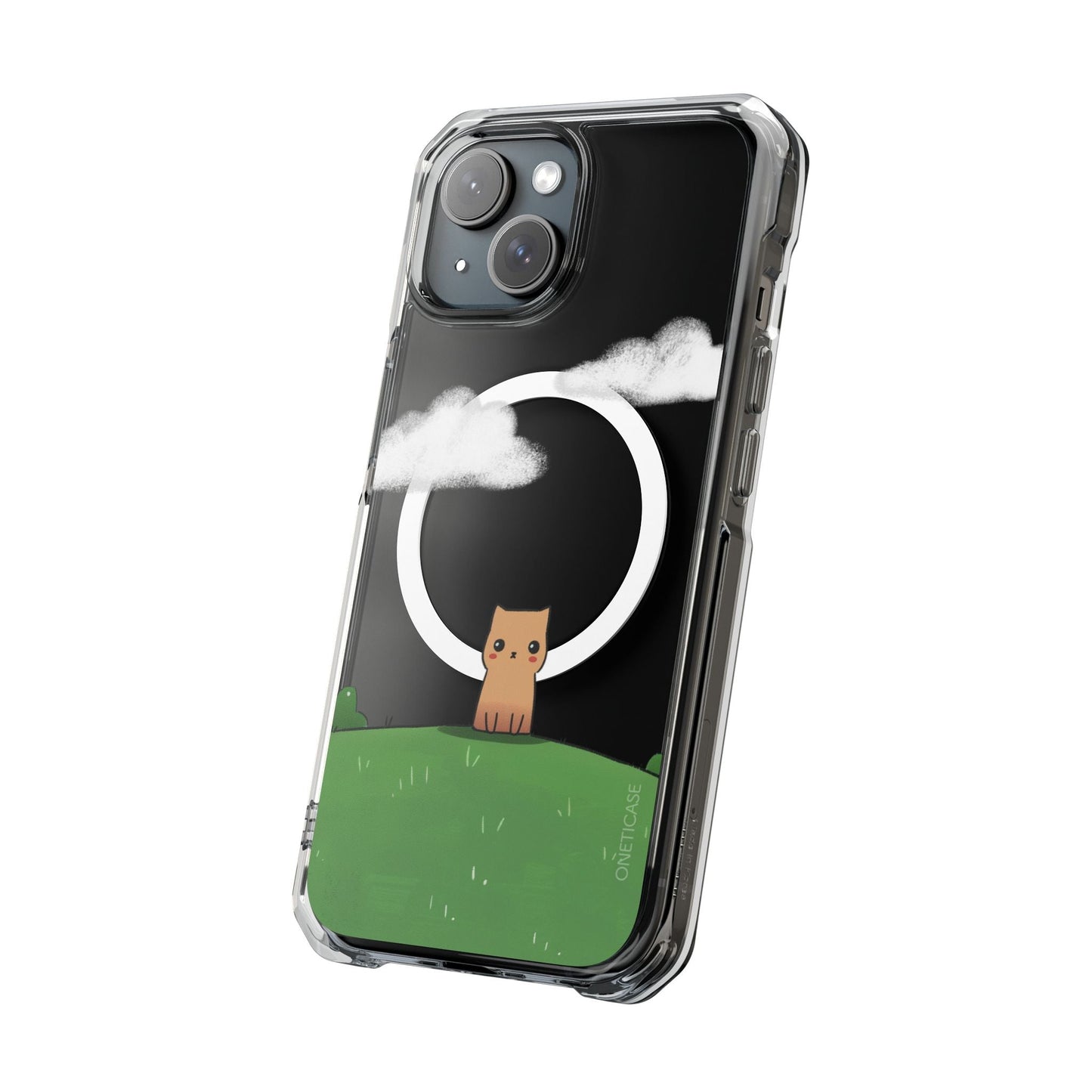 Magnetic Clear iPhone Case with Cat Design for Outdoor Enthusiasts