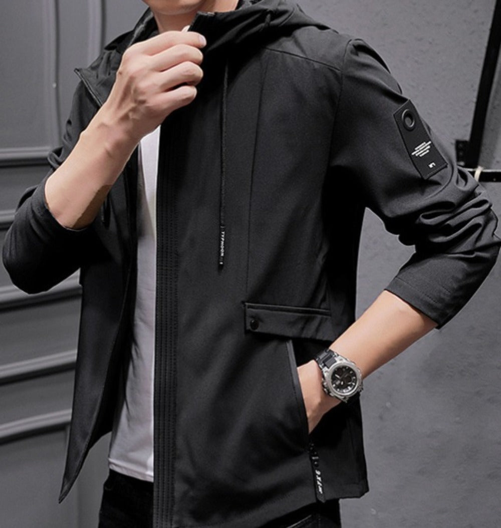 Zippered Street Style Hooded Jacket for Men