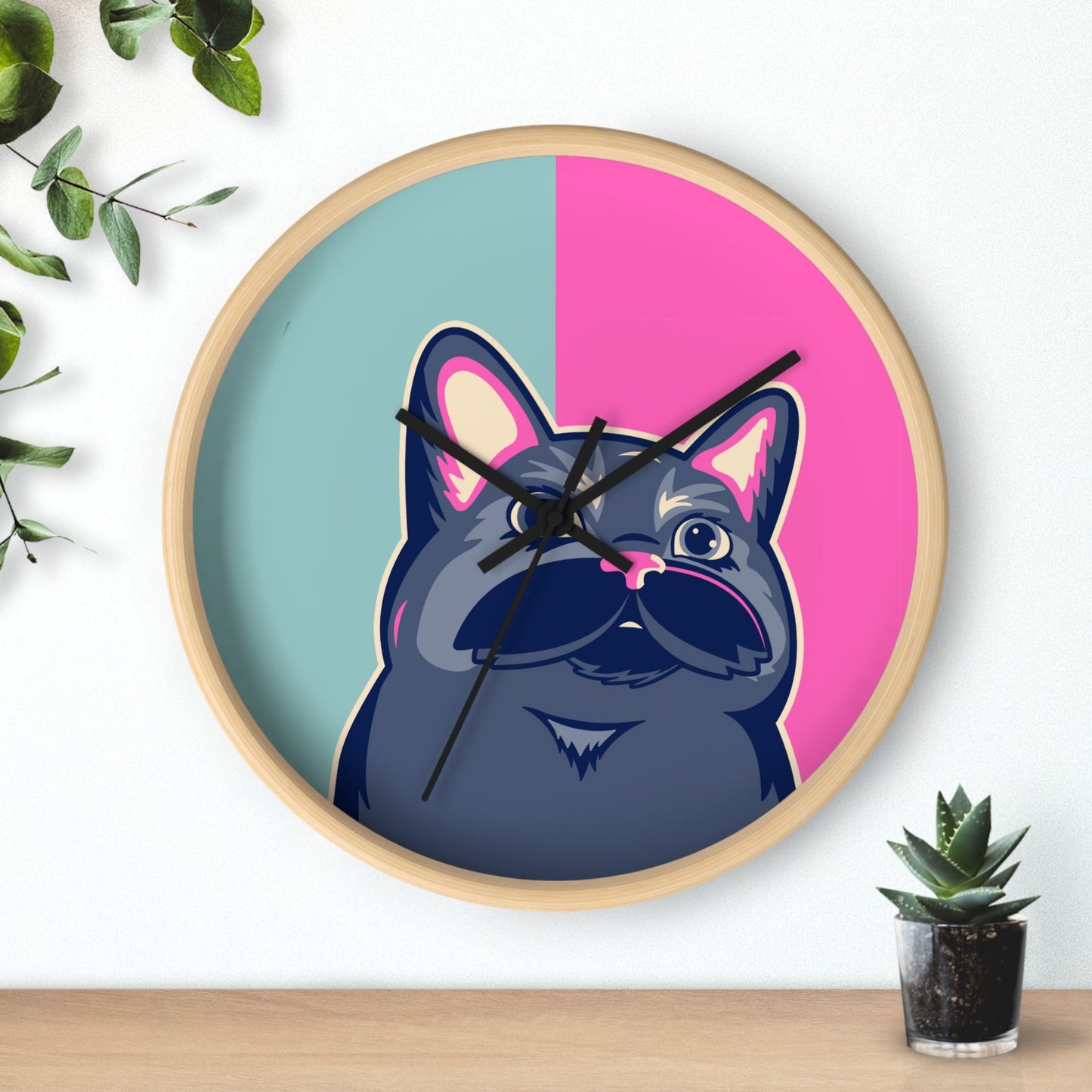 Colorful Cat Cutout Wall Clock