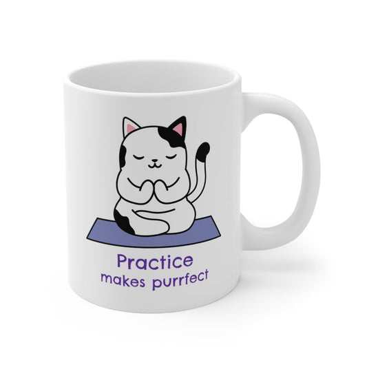 Practice Makes Purrfect - Yoga Themed Mug