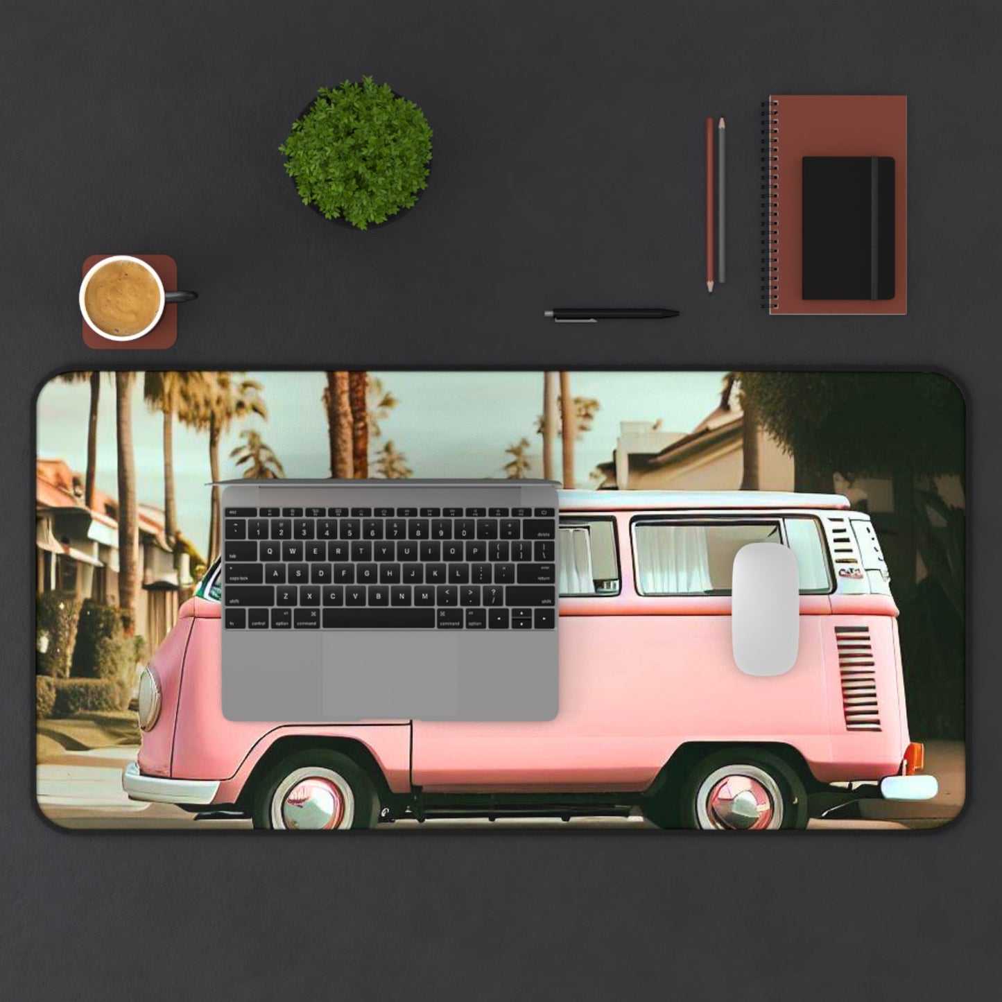 Desk Mat with a Vintage City Van Design