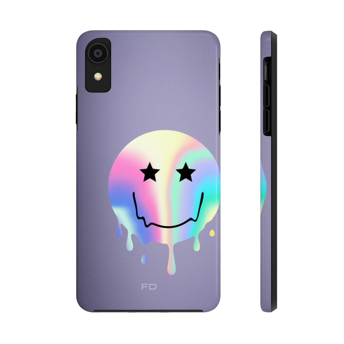 Durable iPhone Case with Starry Happy Face Design and Wireless Charging Capability