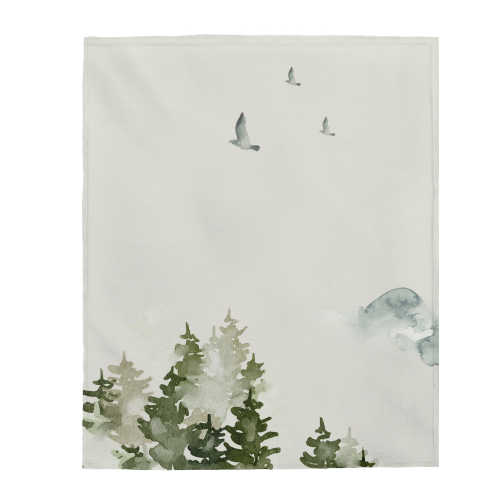 Forest Birds Plush Throw Blanket