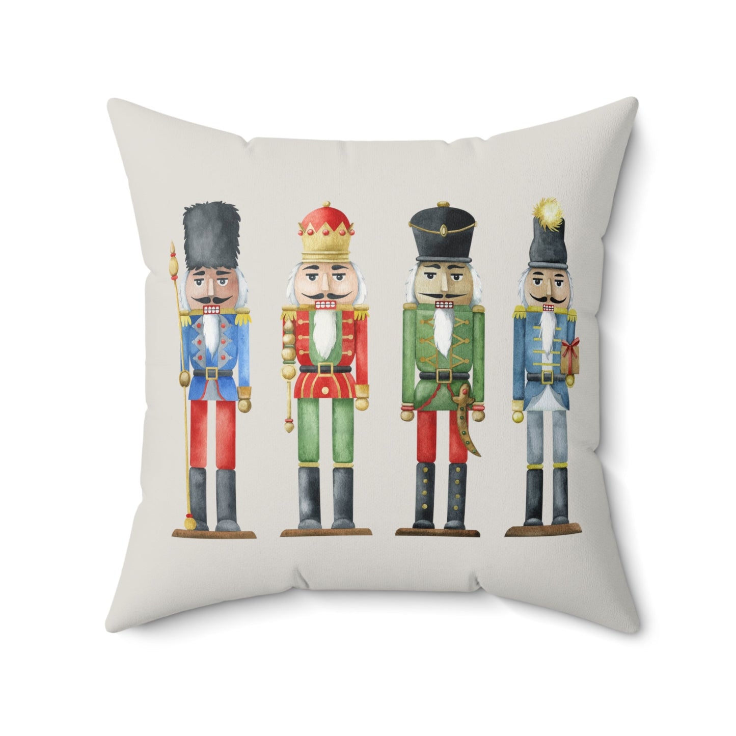 Faux Suede Holiday Nutcracker Toy Soldiers Pillow