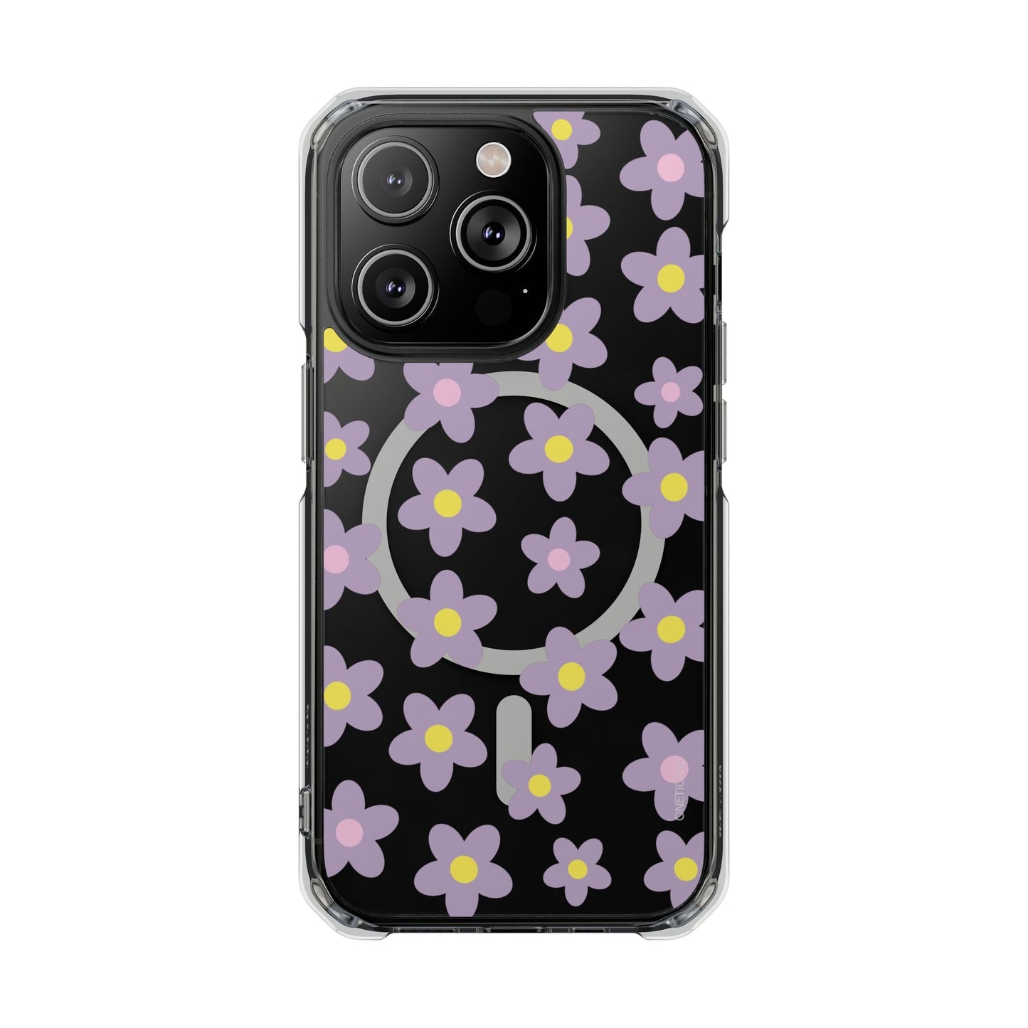 Magnetic Clear Case for iPhone Series with Purple Daisy Design