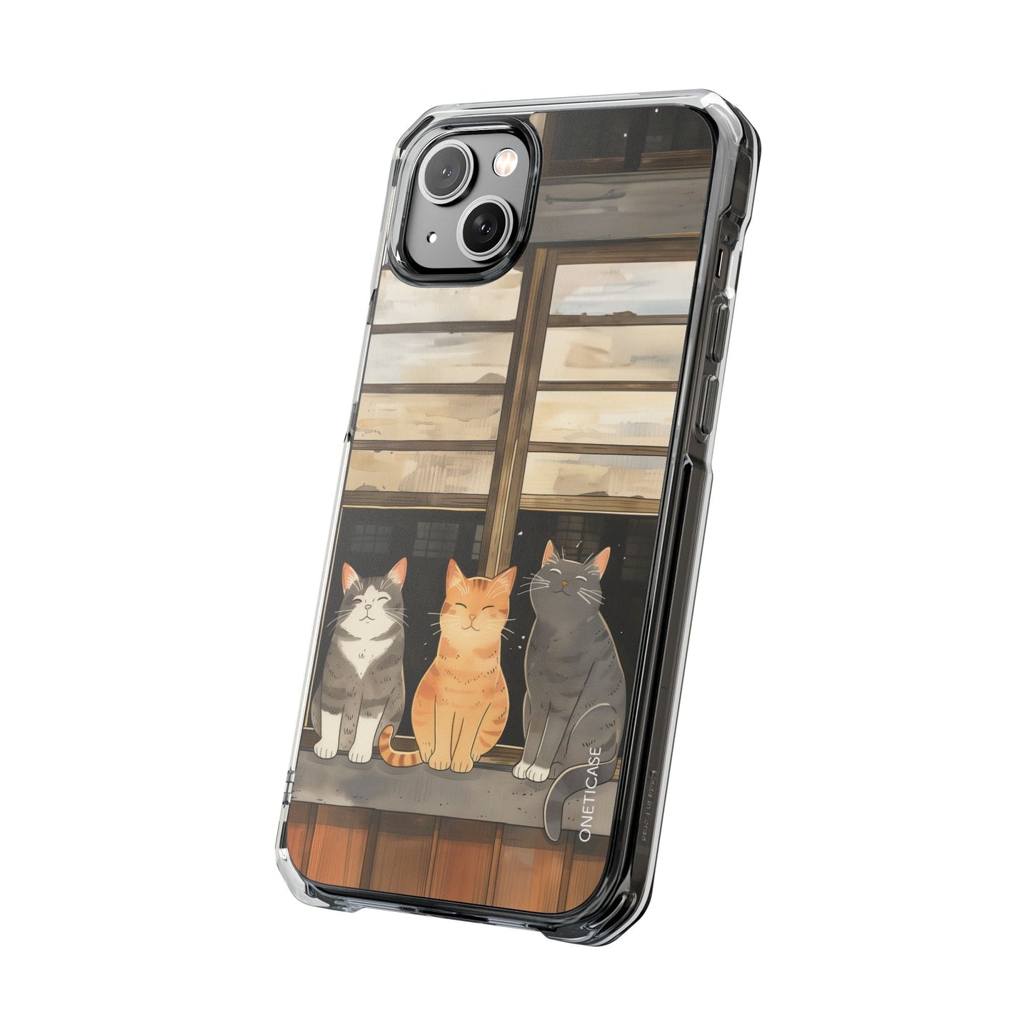 Magnetic Clear Case for iPhone Series - Cat Lovers' Chilling Edition