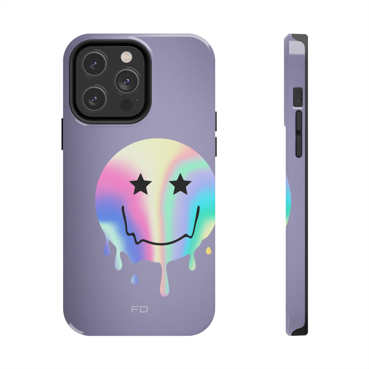 Durable iPhone Case with Starry Happy Face Design and Wireless Charging Capability