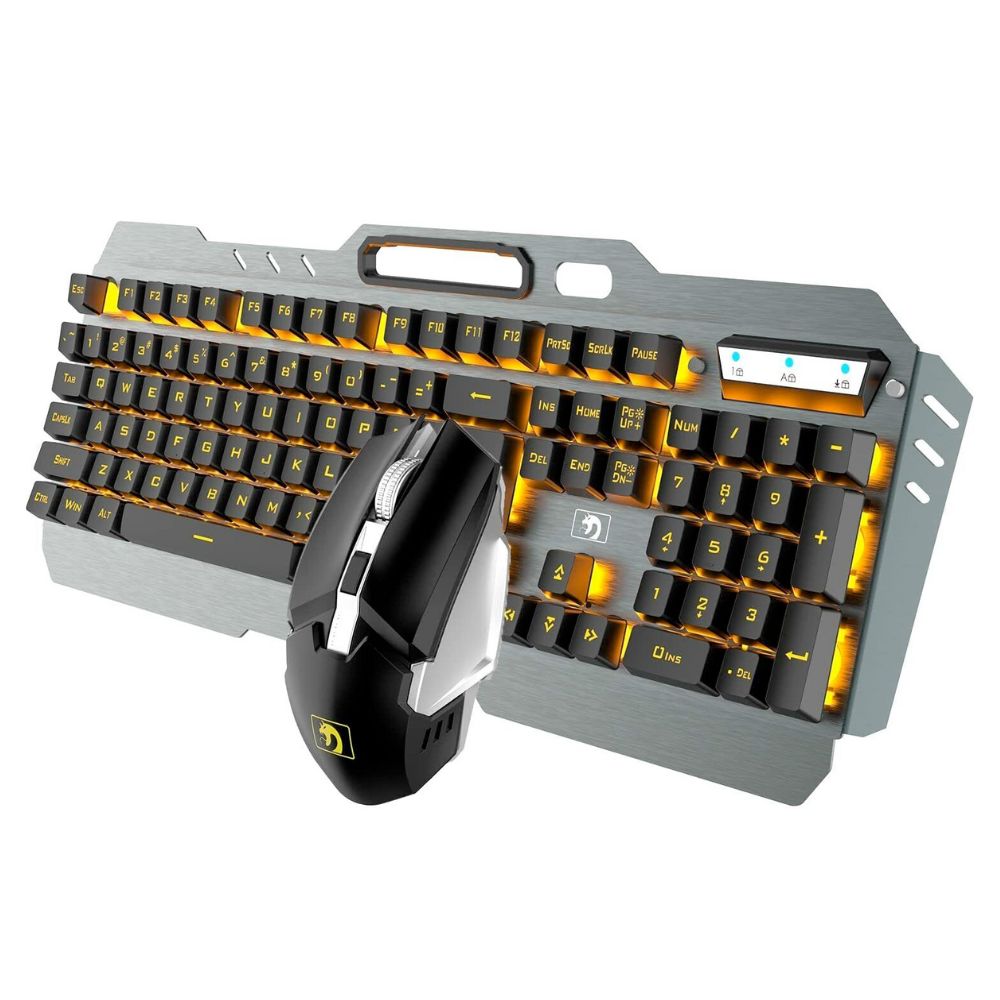 Professional Metal Gaming Keyboard and Mouse Set with Wireless Connectivity - Ninja Dragon Edition
