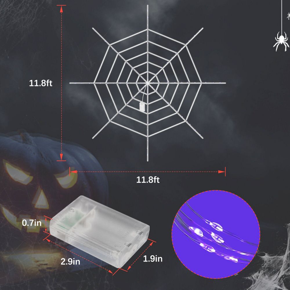 Huge Illuminated Halloween Cobweb Decorative Prop