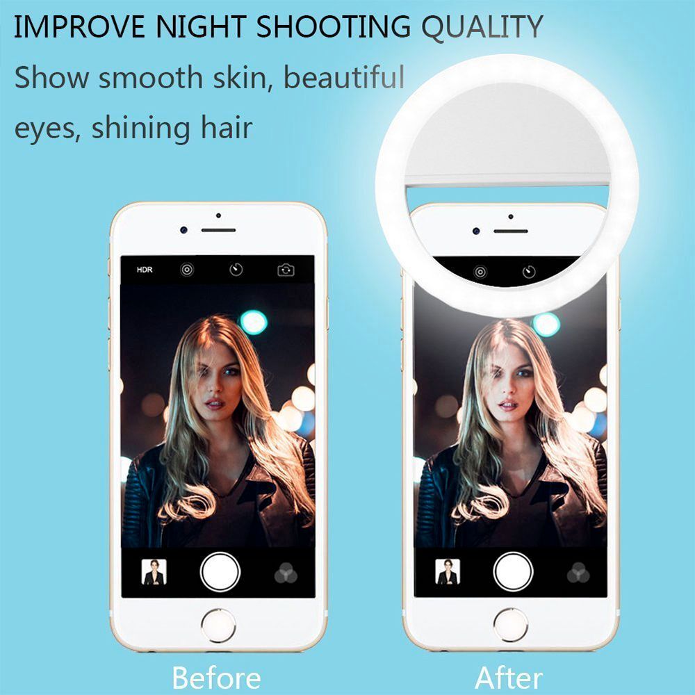Clip On Selfie Ring for Portable Mobile Phone