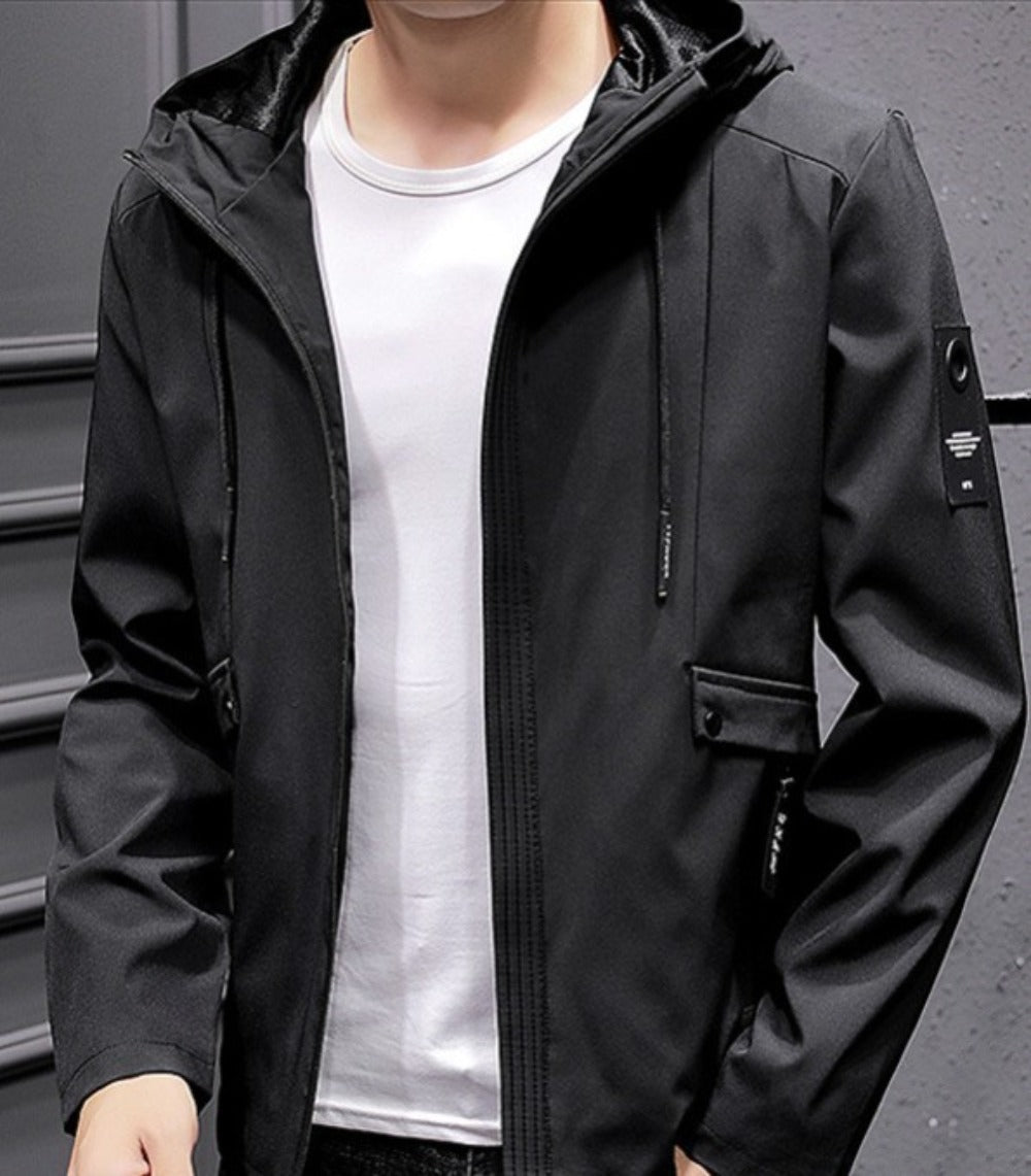 Zippered Street Style Hooded Jacket for Men