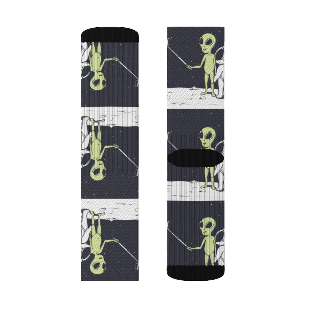 Quirky Extraterrestrial Selfie Socks