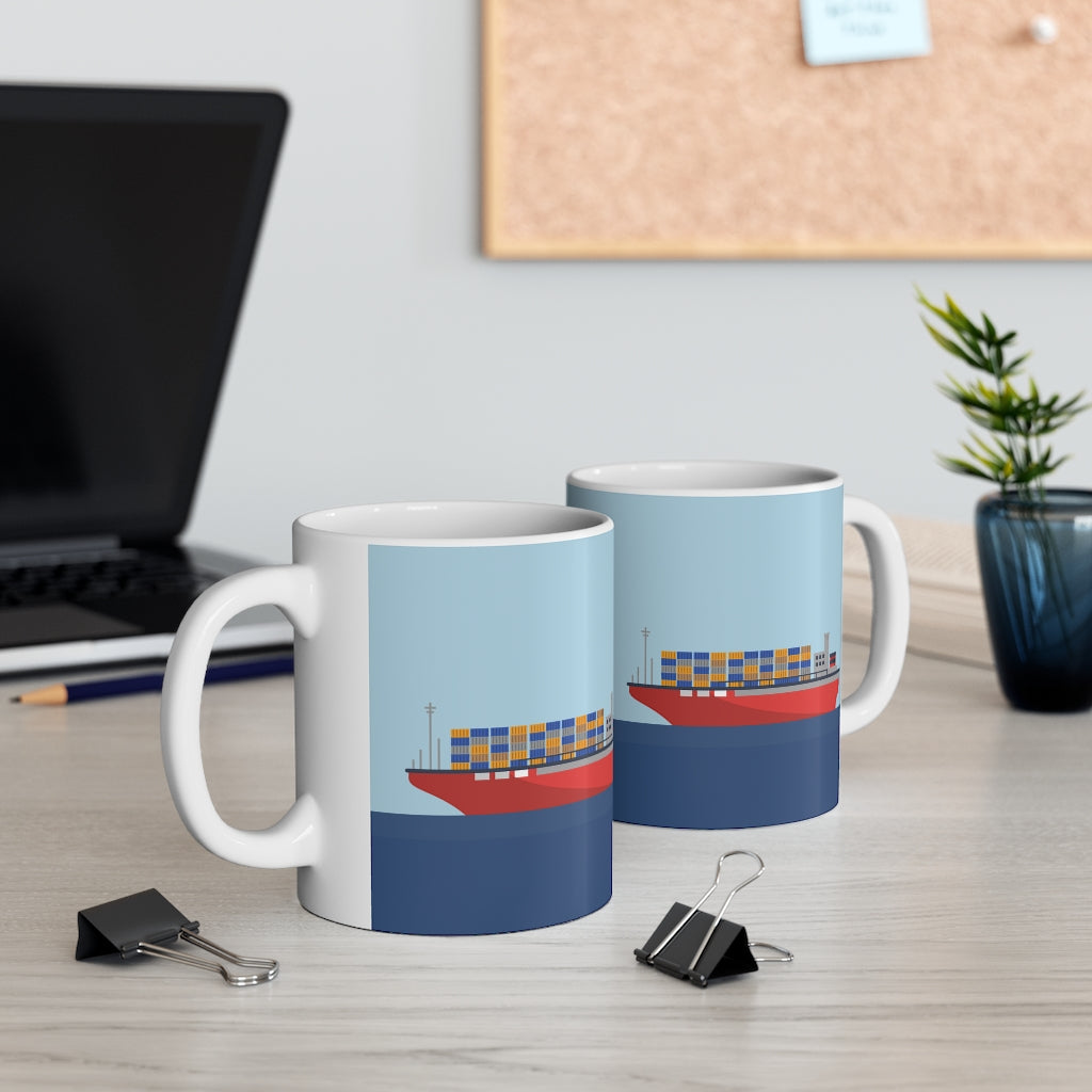 11oz Ceramic Mug - Cargo Vessel Design