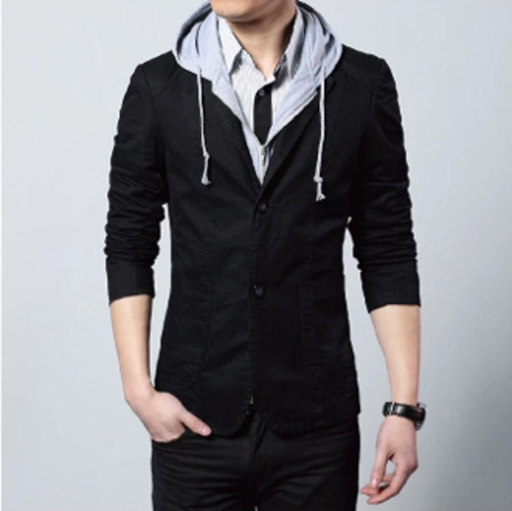 Black Hooded Blazer for Men's Urban Fashion