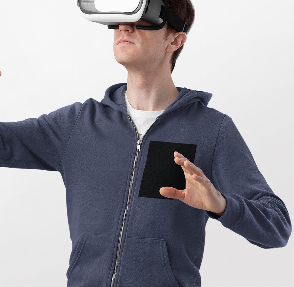 Black Faux Pocket Heavy Blend Men's Zip-Up Hoodie