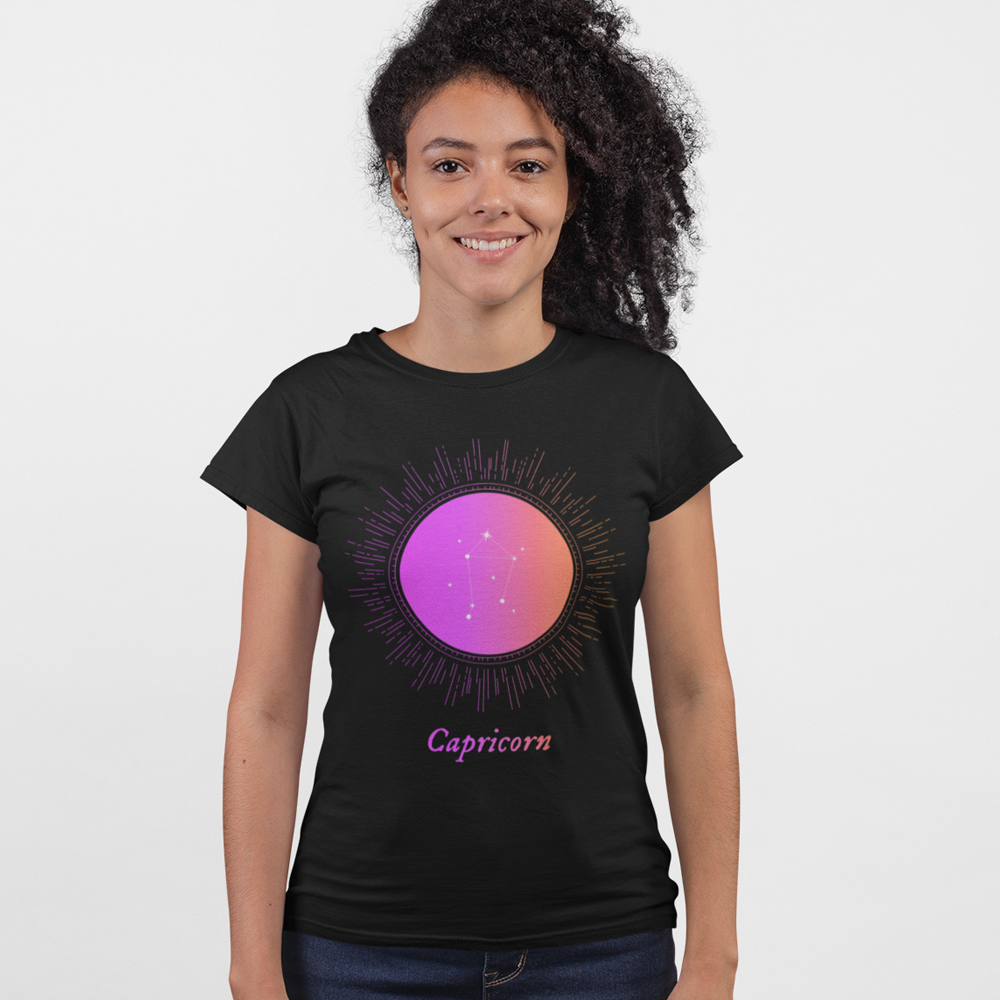Gradient T-Shirt for Women with Capricorn Zodiac Sign