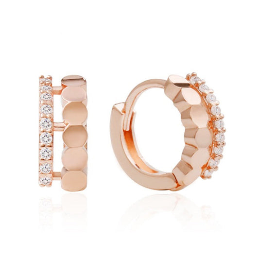 14K Gold Pin Sophia Crystal Small Hoop Earrings