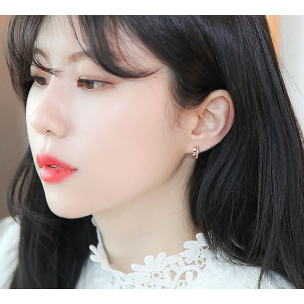 14K Gold Pin Sophia Crystal Small Hoop Earrings