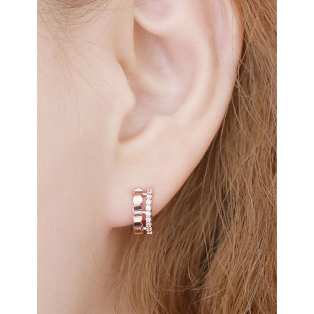 14K Gold Pin Sophia Crystal Small Hoop Earrings