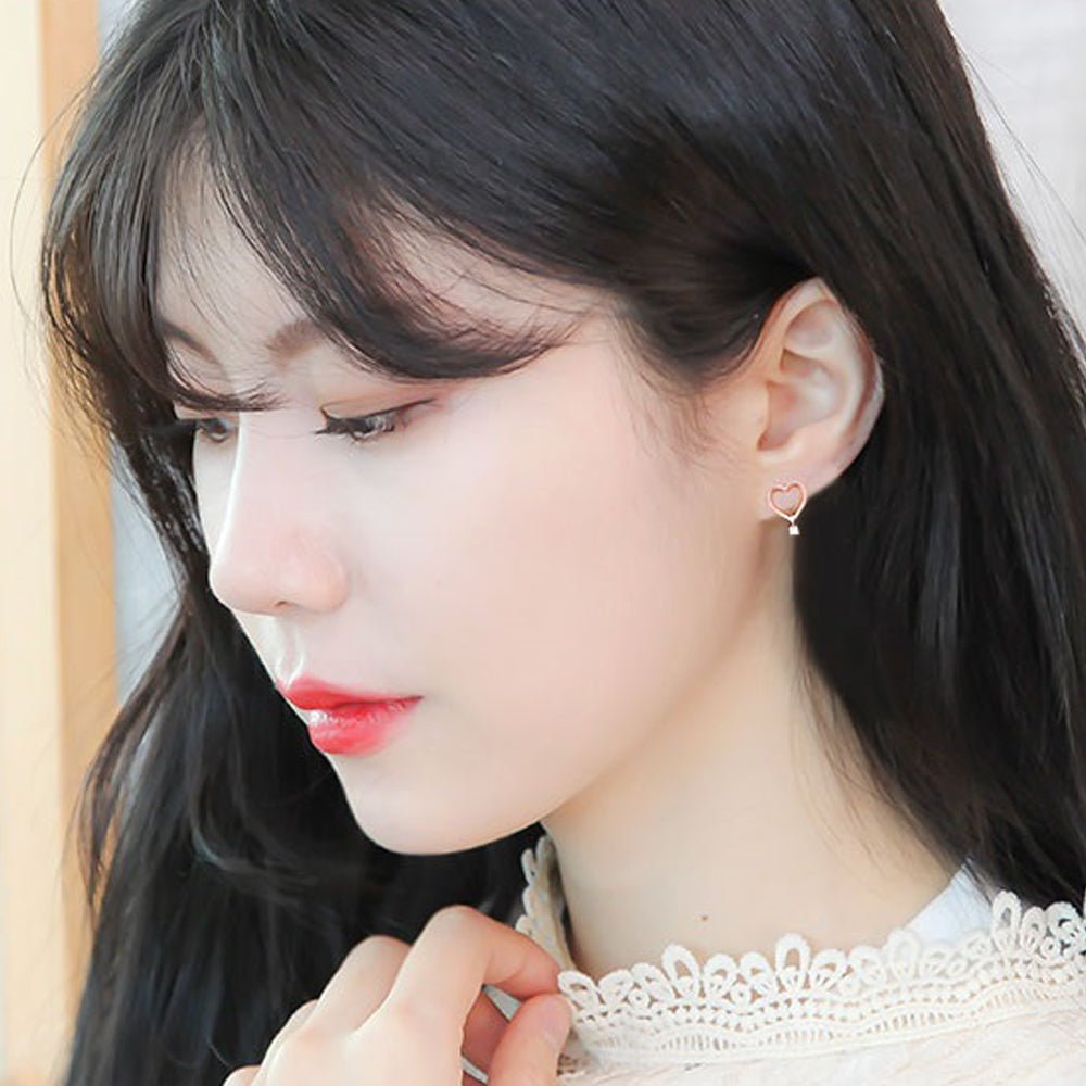 Heart Earrings in Rose Gold with 14K Gold Pin by Bella