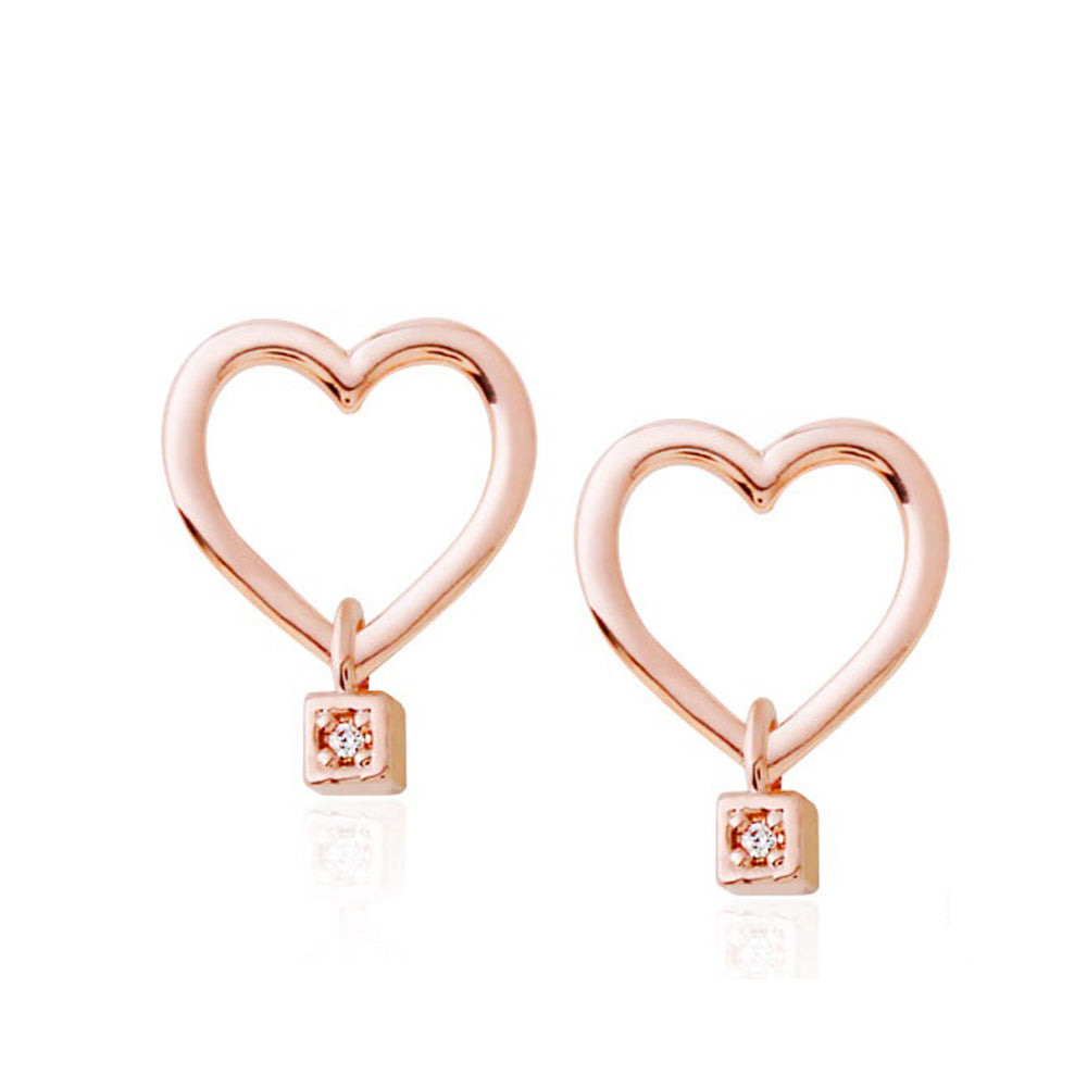 Heart Earrings in Rose Gold with 14K Gold Pin by Bella