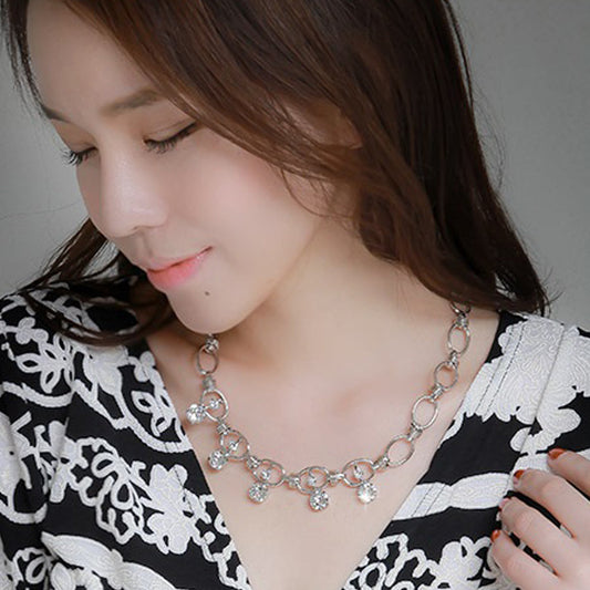 Crystal Silver Chain Necklace by Alana