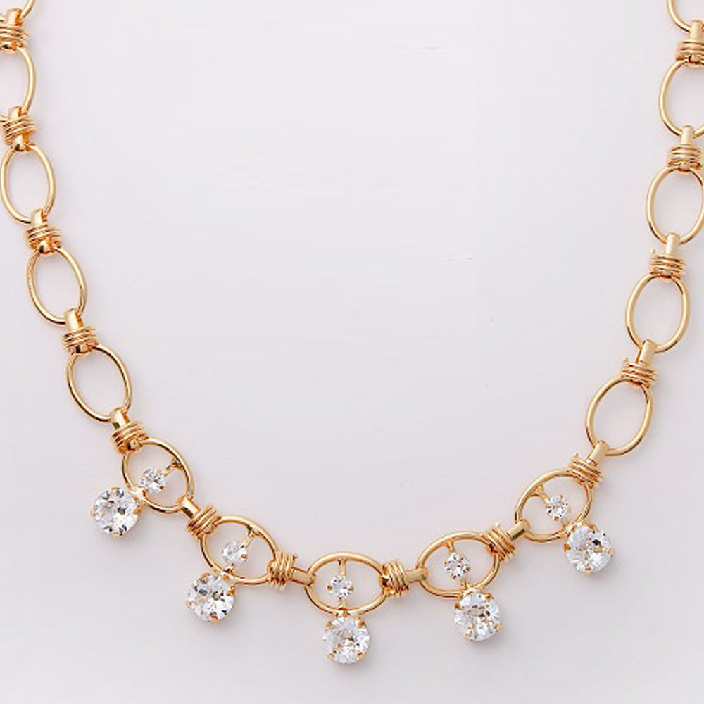 Gold Chain Necklace with Crystal Embellishments