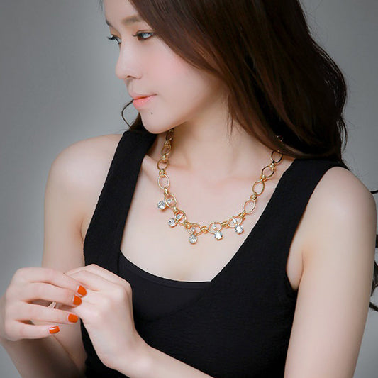 Gold Chain Necklace with Crystal Embellishments