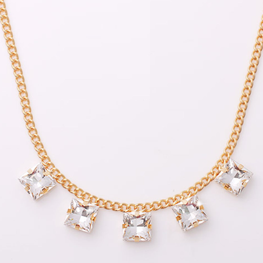 Silver Necklace with Crystal Accents