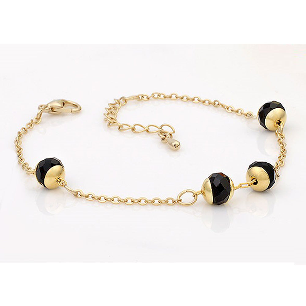 Crystal-Embellished Gold Chain Bracelet - Camila