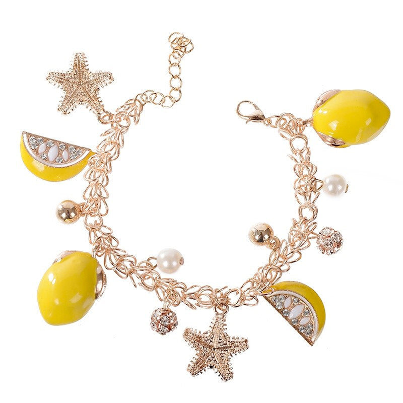Lemon and Starfish Chain Bracelet
