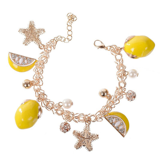 Lemon and Starfish Chain Bracelet