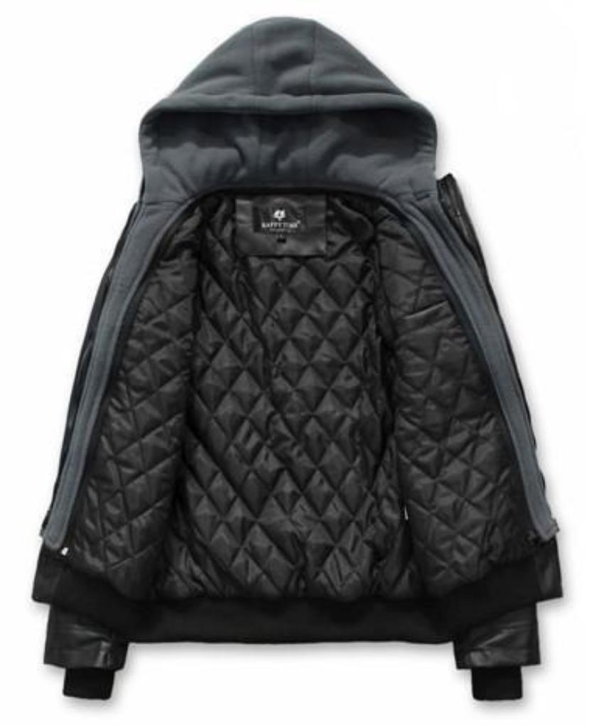 Faux Leather Jacket for Men with a Hood