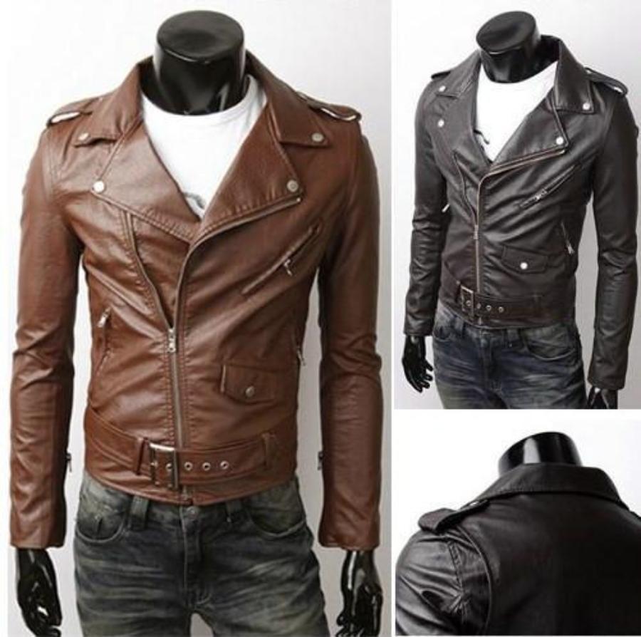 Stealthy Black Faux Leather Biker Jacket for Men
