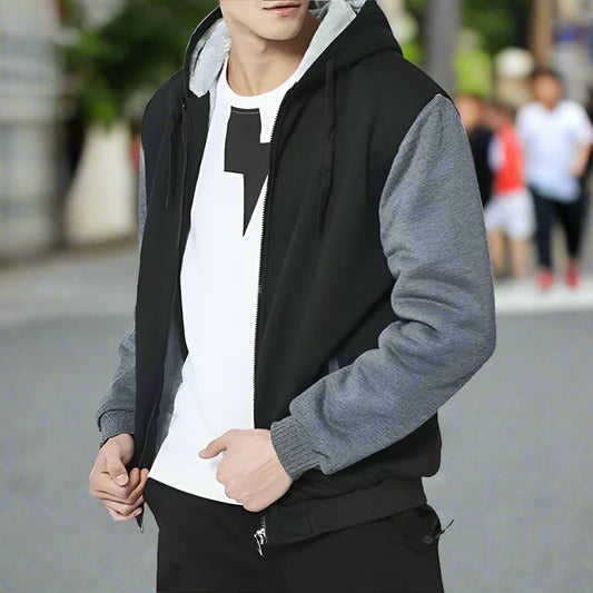 Winter-Lined Men's Zippered Hoodie