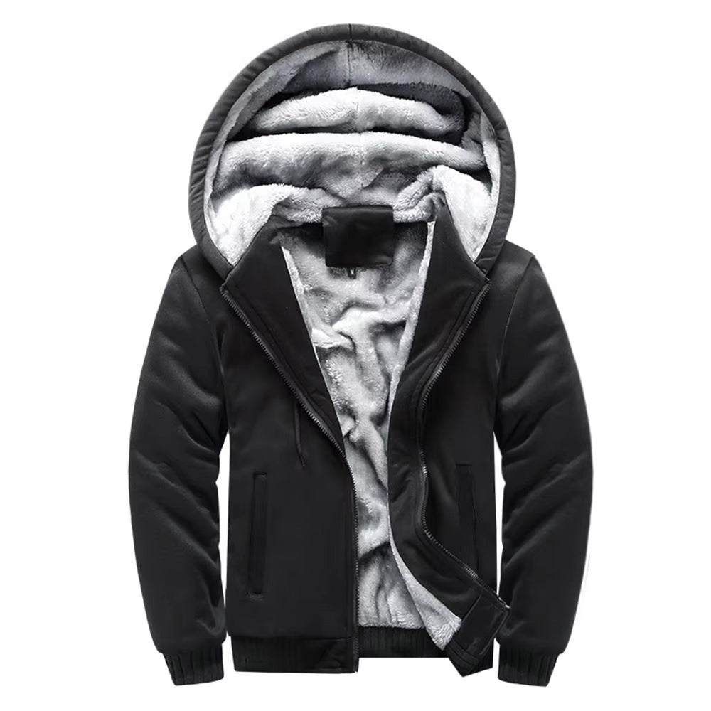 Winter-Lined Men's Zippered Hoodie