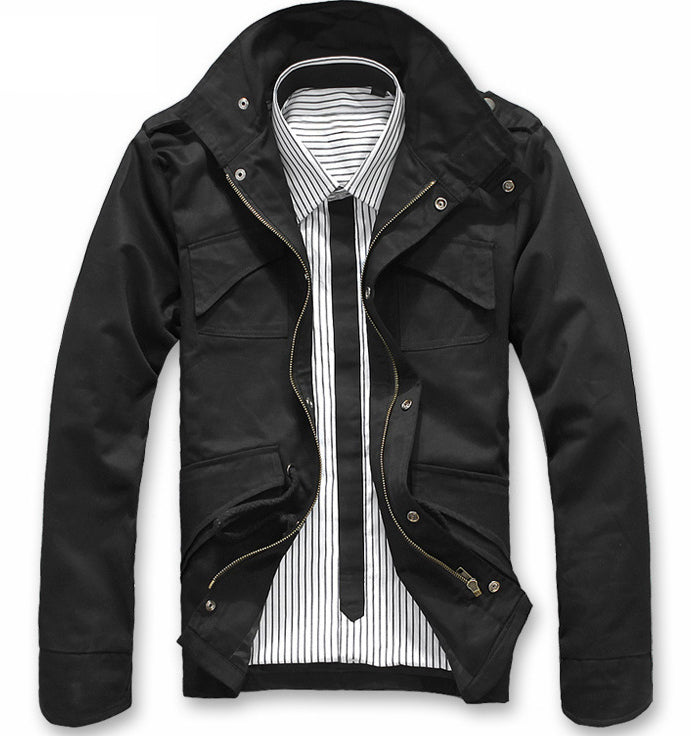 Short Parka with Stand-Up Collar for Men